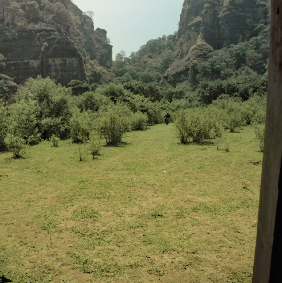 Motorcyclist's happiness wont fit into his suit